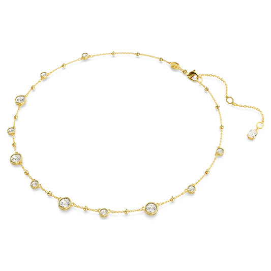 Imber necklace, Round cut, Scattered, Gold-tone