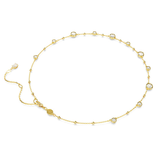 Imber necklace, Round cut, Scattered, Gold-tone