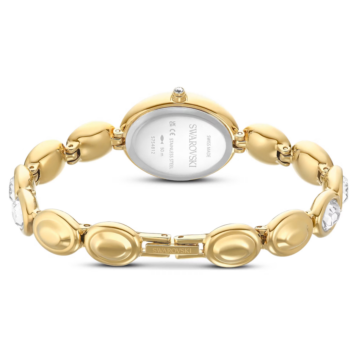Imber oval watch, Swiss Made, Metal bracelet, Gold tone, Gold-tone finish
