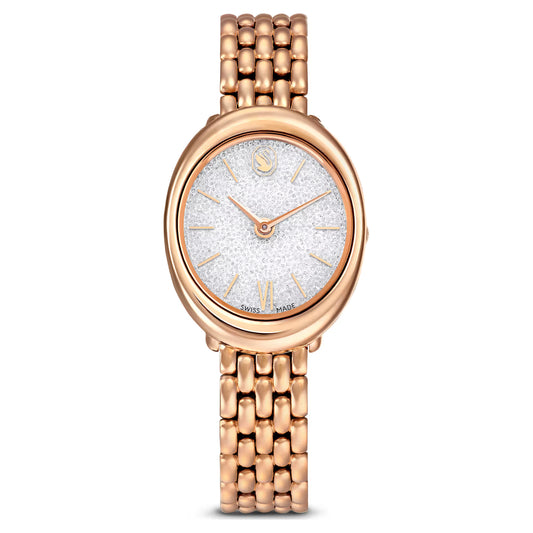 Imber oval watch, Swiss Made, Metal bracelet, Gold tone, Rose gold-tone finish