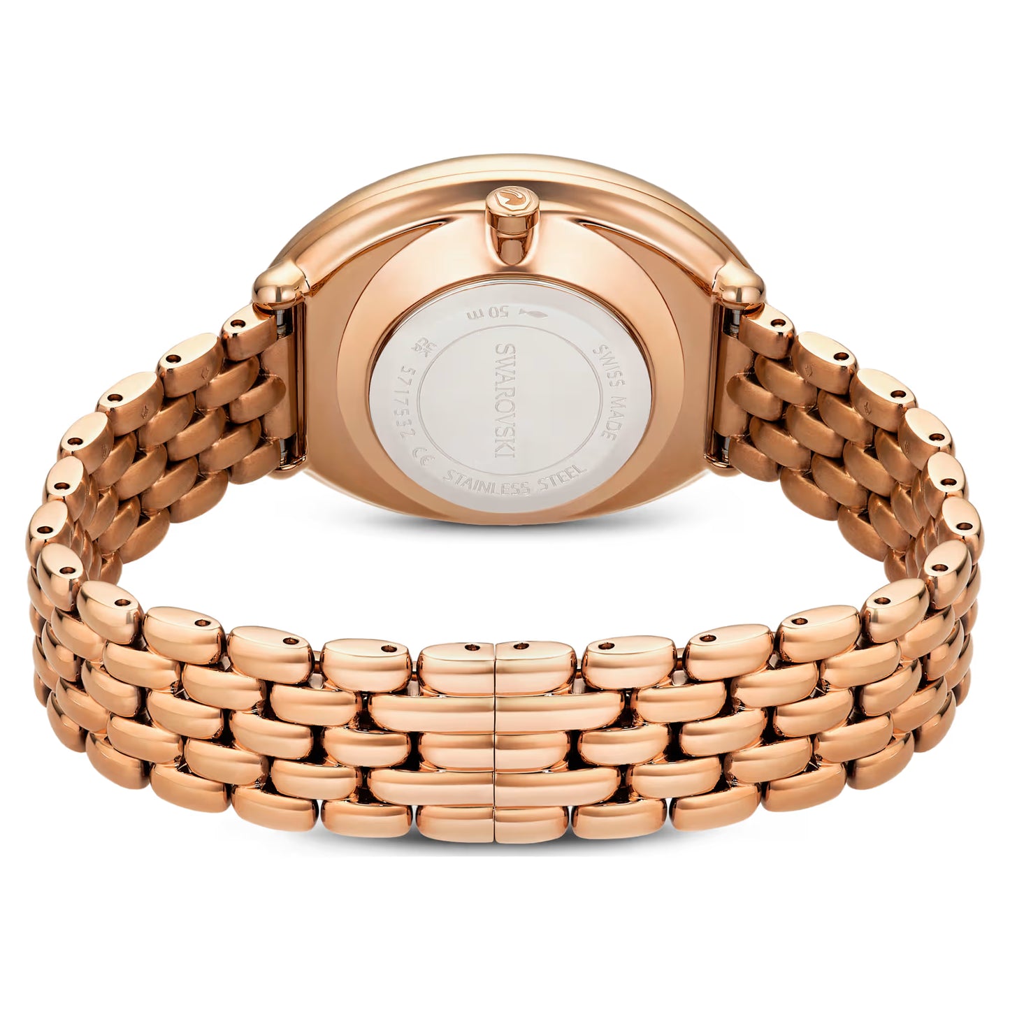 Imber oval watch, Swiss Made, Metal bracelet, Gold tone, Rose gold-tone finish