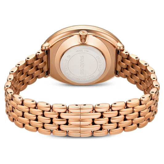 Imber oval watch, Swiss Made, Metal bracelet, Gold tone, Rose gold-tone finish