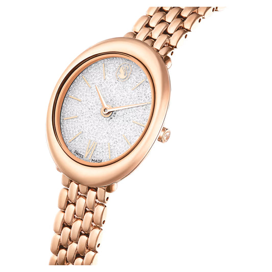 Imber oval watch, Swiss Made, Metal bracelet, Gold tone, Rose gold-tone finish