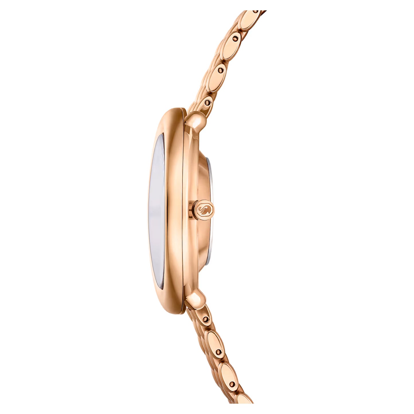 Imber oval watch, Swiss Made, Metal bracelet, Gold tone, Rose gold-tone finish