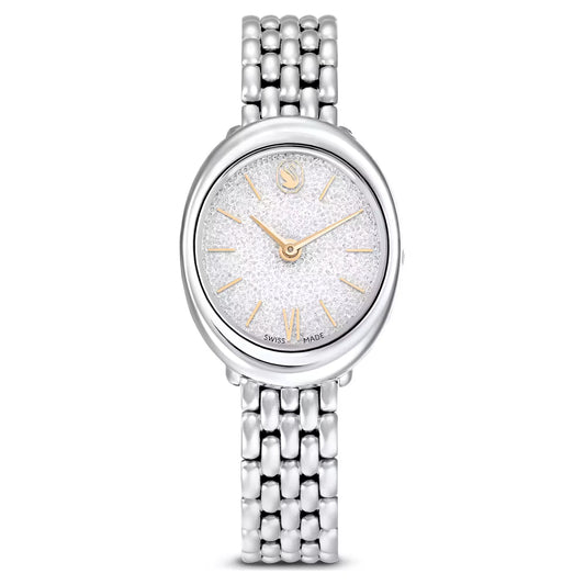 Imber oval watch, Swiss Made, Metal bracelet, Silver Tone, Stainless steel