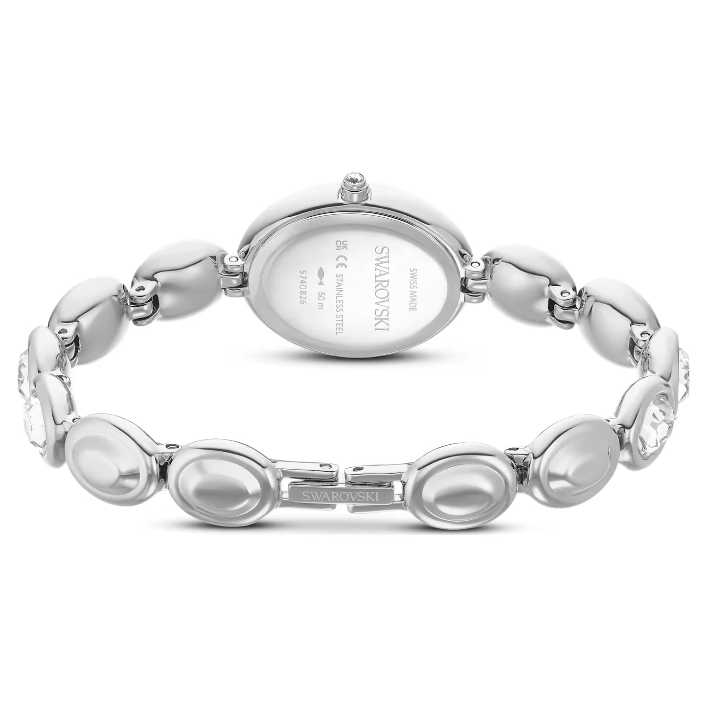 Imber oval watch, Swiss Made, Metal bracelet, Silver Tone, Stainless steel