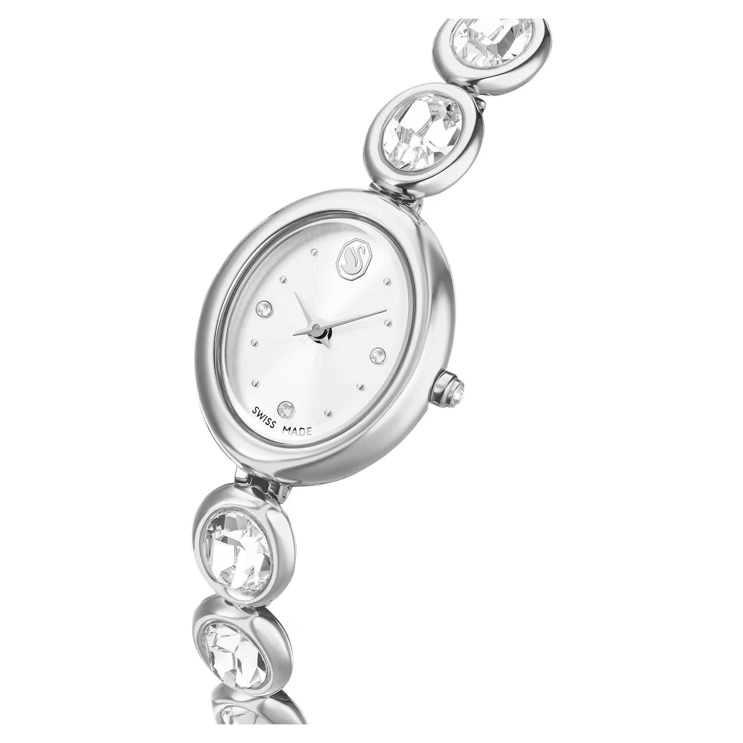 Imber oval watch, Swiss Made, Metal bracelet, Silver Tone, Stainless steel