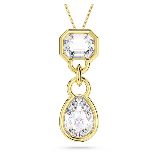 Dextera pendant, Mixed cuts, White, Gold-tone