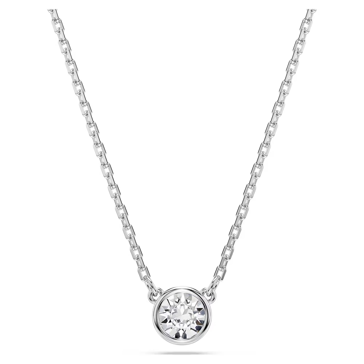 Imber pendant, Round cut, White, Rhodium plated