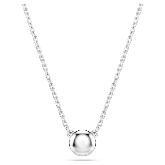 Imber pendant, Round cut, White, Rhodium plated