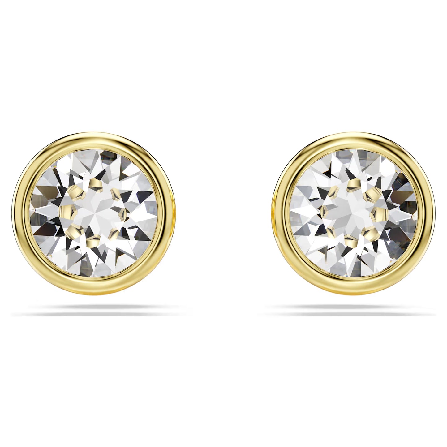 Imber stud earrings, Round cut, White, Gold-tone