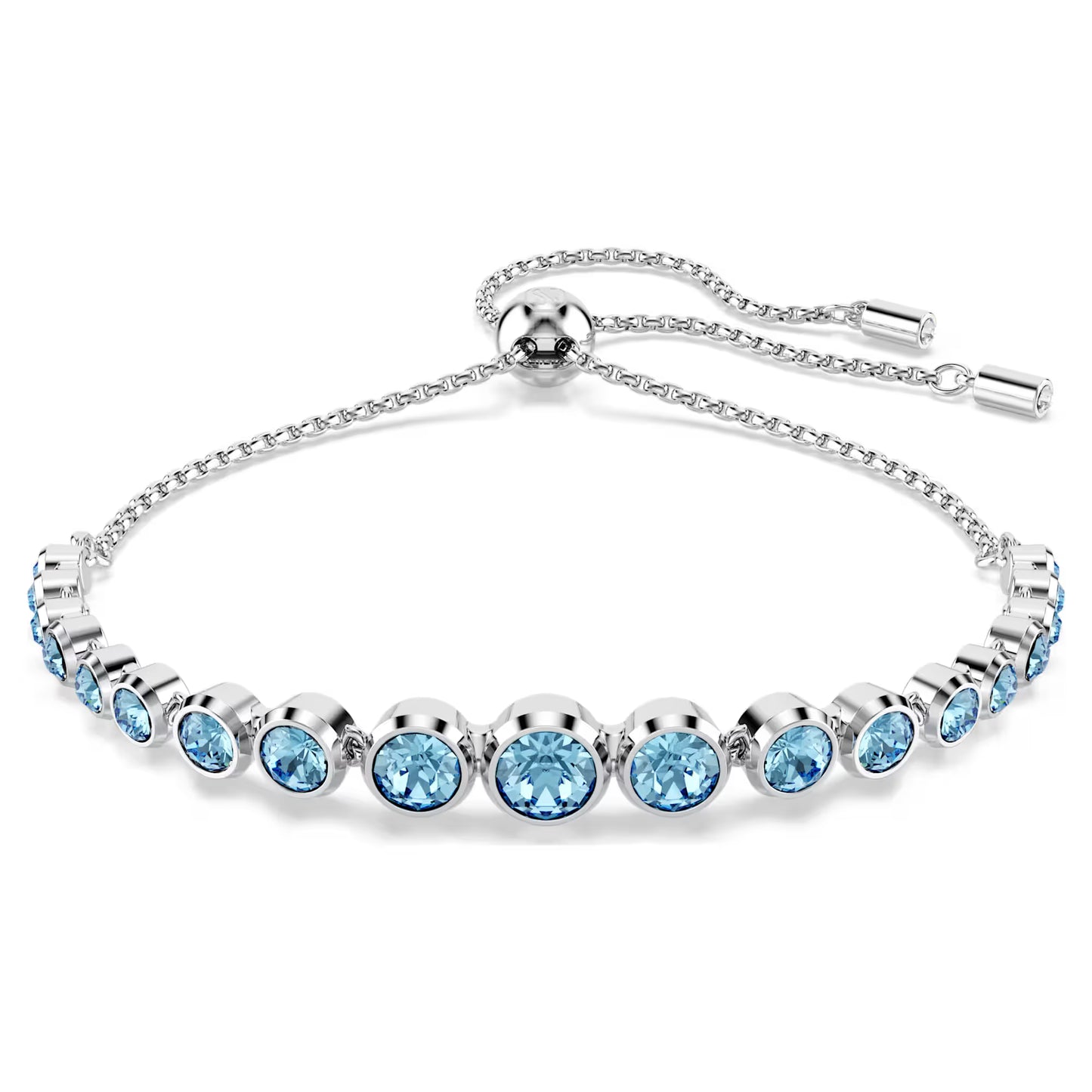 Imber Tennis bracelet, Mixed round cuts, Blue, Rhodium plated