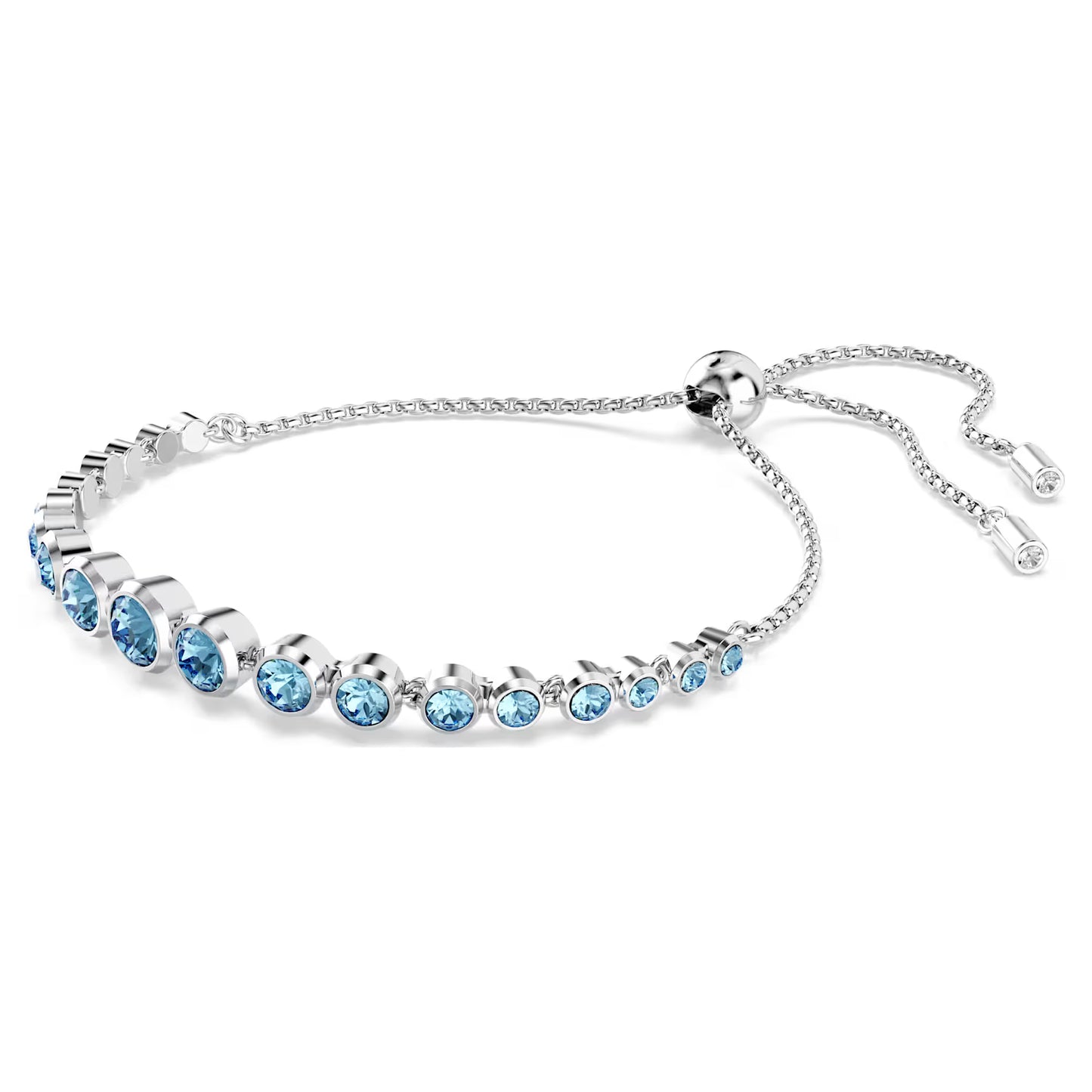 Imber Tennis bracelet, Mixed round cuts, Blue, Rhodium plated