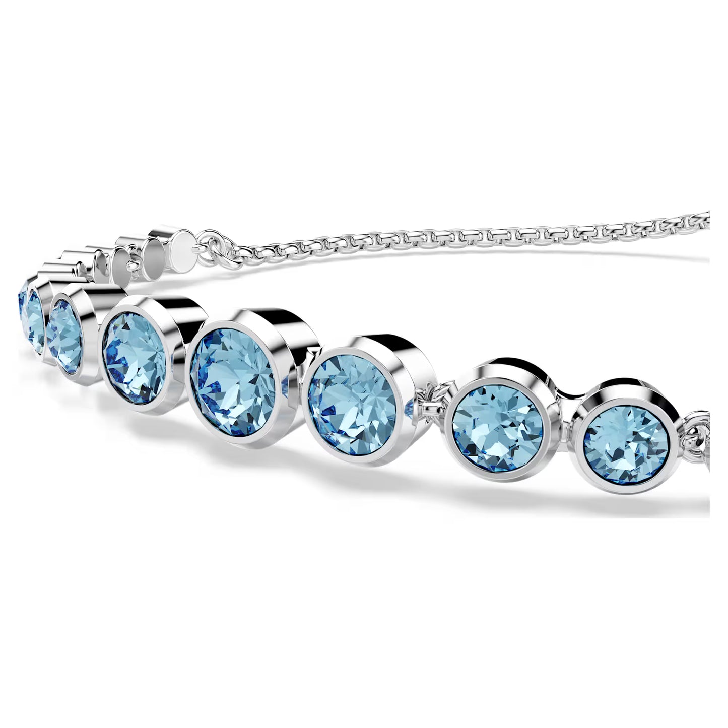 Imber Tennis bracelet, Mixed round cuts, Blue, Rhodium plated