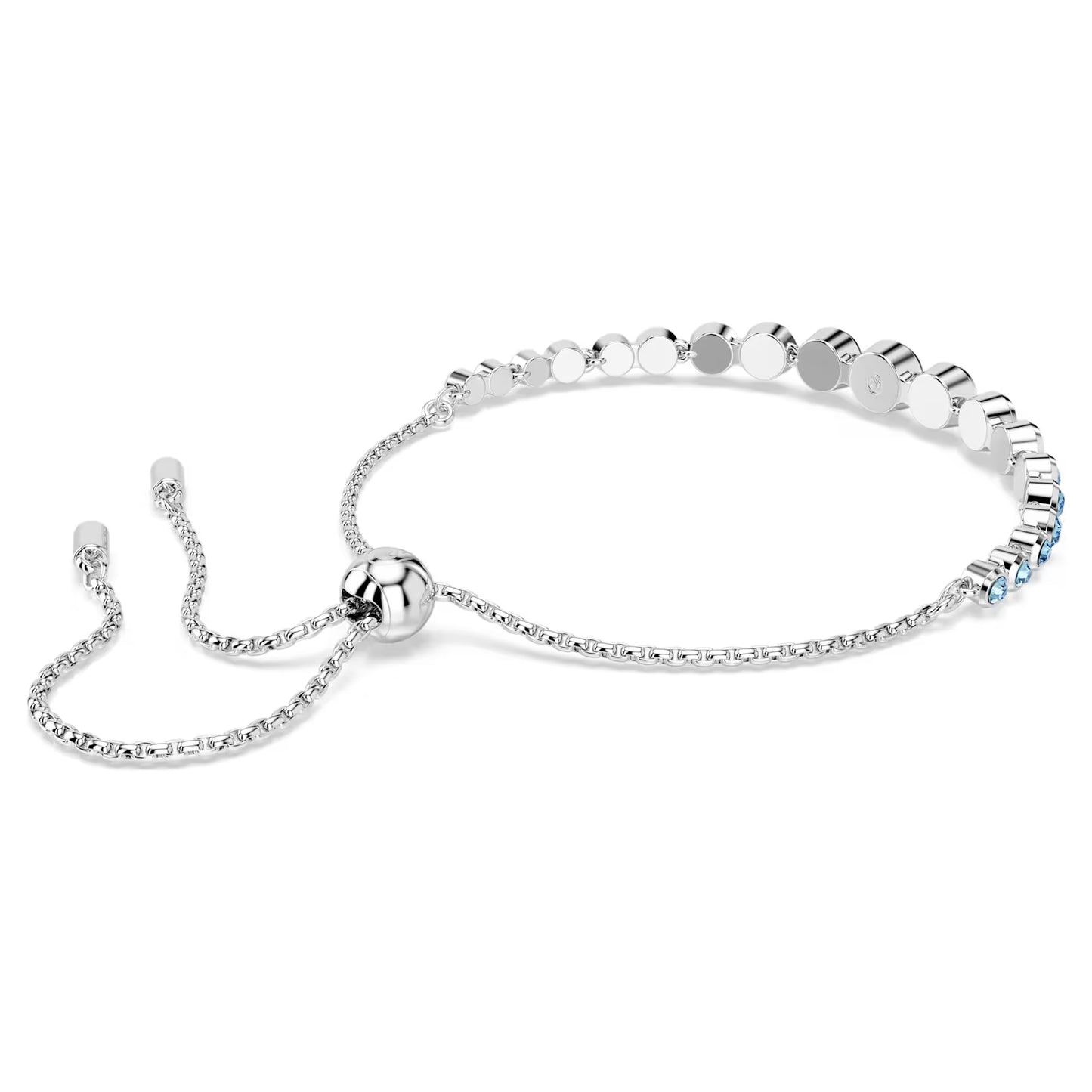 Imber Tennis bracelet, Mixed round cuts, Blue, Rhodium plated