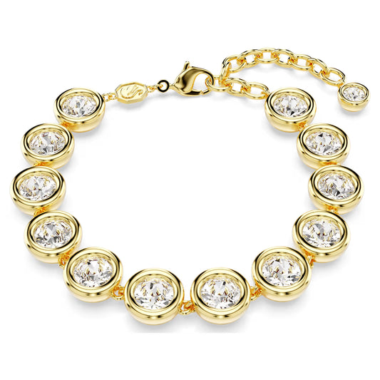 Imber bracelet, Round cut, White, Gold, Medium