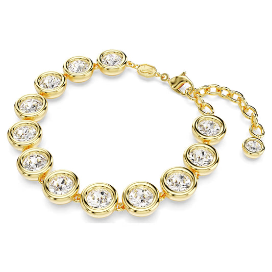 Imber bracelet, Round cut, White, Gold, Medium
