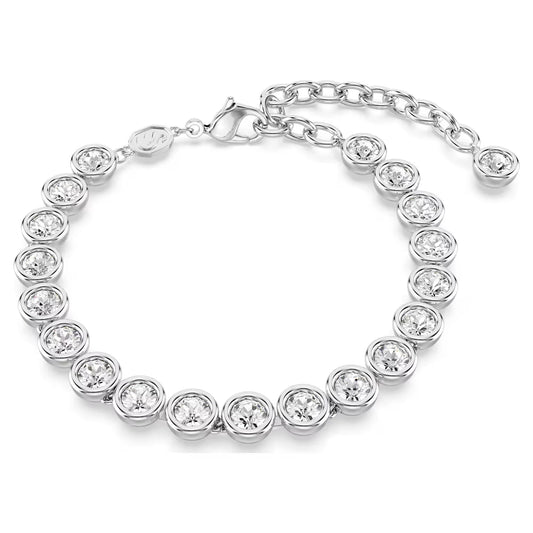 Imber Tennis bracelet, Round cut, White, Rhodium plated