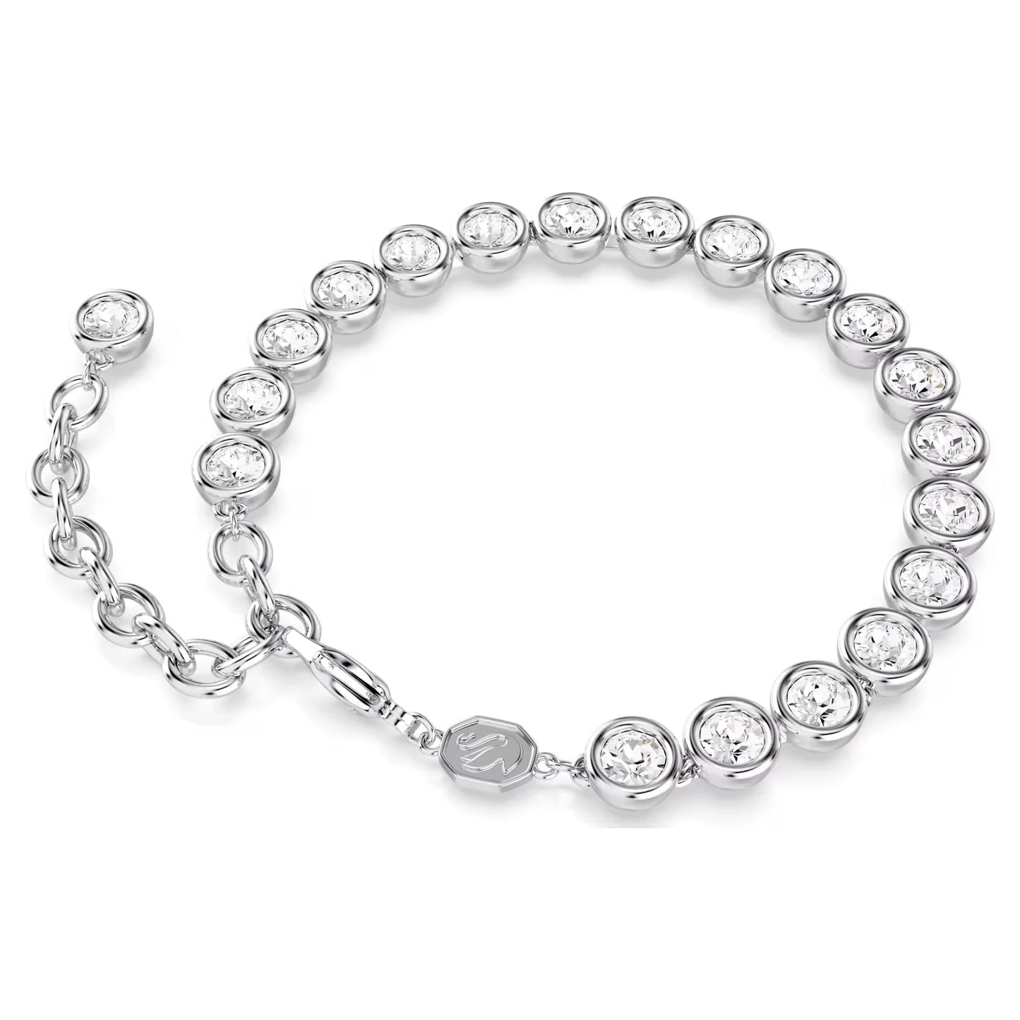 Imber Tennis bracelet, Round cut, White, Rhodium plated