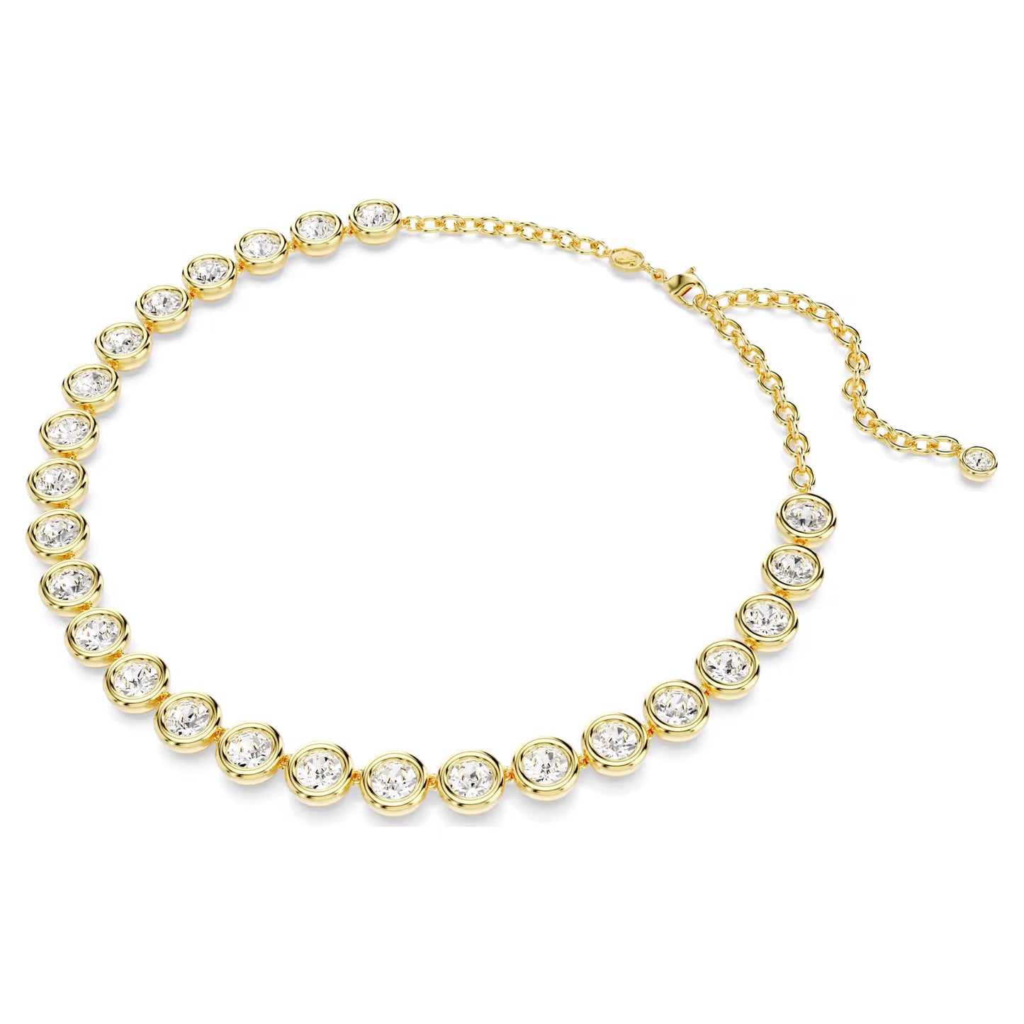 Imber necklace, Round cut, White, Gold-tone