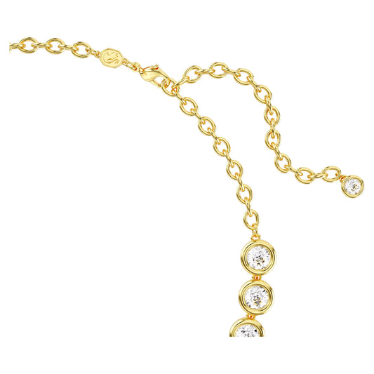 Imber necklace, Round cut, White, Gold-tone