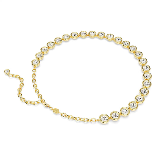 Imber necklace, Round cut, White, Gold-tone