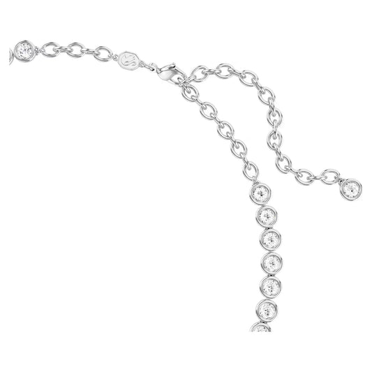 Imber Tennis necklace, Round cut, White, Rhodium