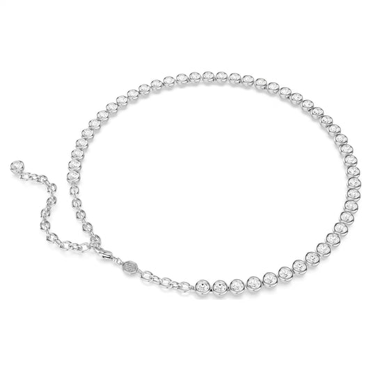 Imber Tennis necklace, Round cut, White, Rhodium
