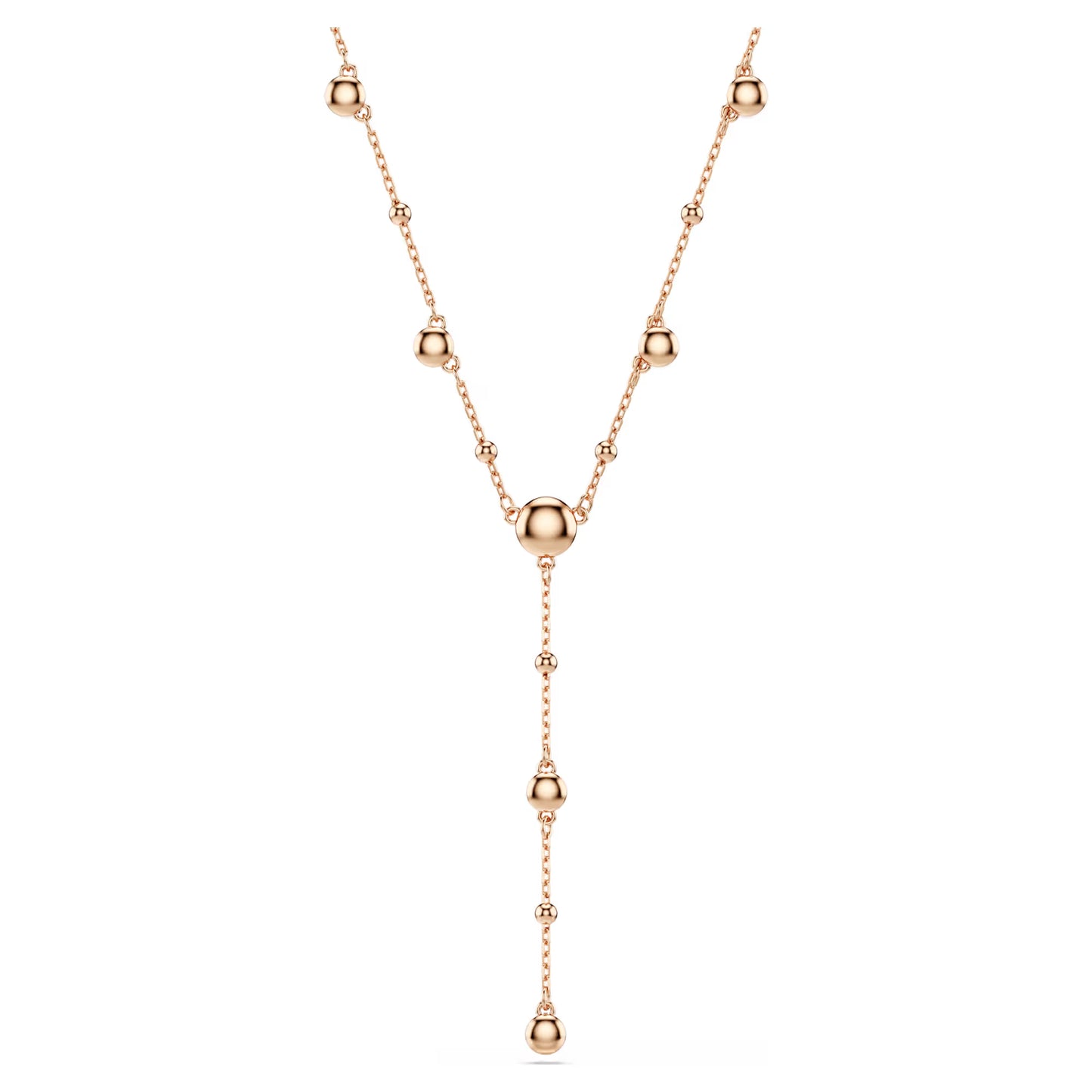Imber Y necklace, Round cut, White, 18K rose gold finish