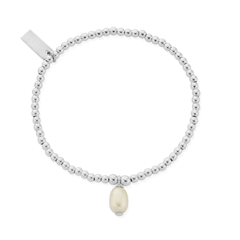 Cute Charm Sterling Silver Pearl Drop 18cm Bracelet