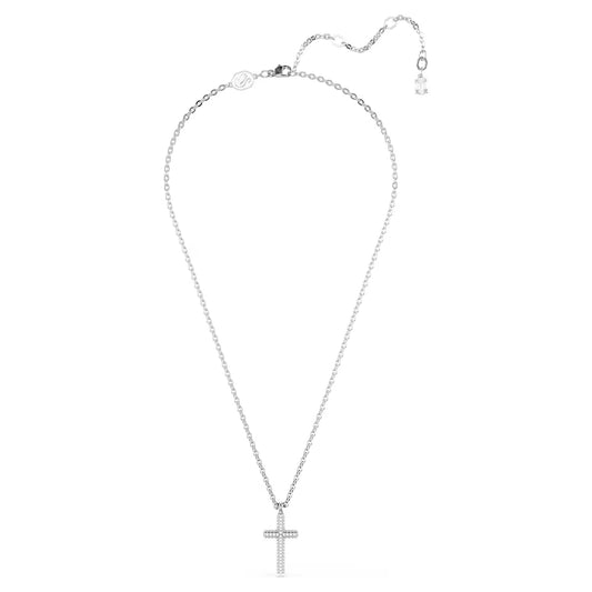 Insigne pendant, Pavé, Cross, White, Rhodium