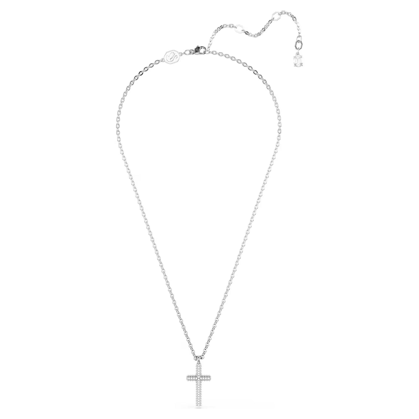 Insigne pendant, Pavé, Cross, White, Rhodium