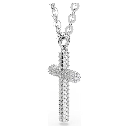 Insigne pendant, Pavé, Cross, White, Rhodium