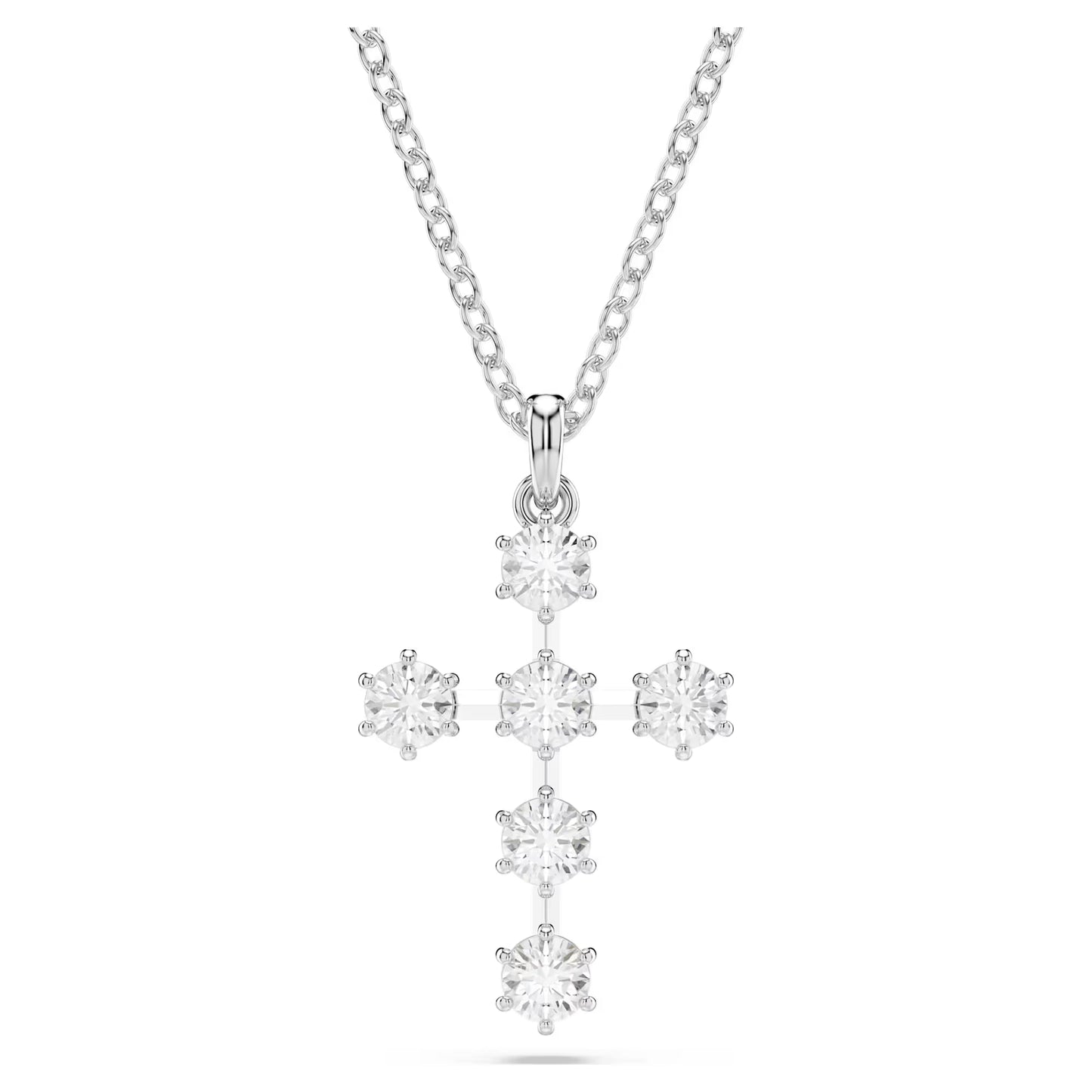 Insigne pendant, Round cut, Cross, White, Rhodium