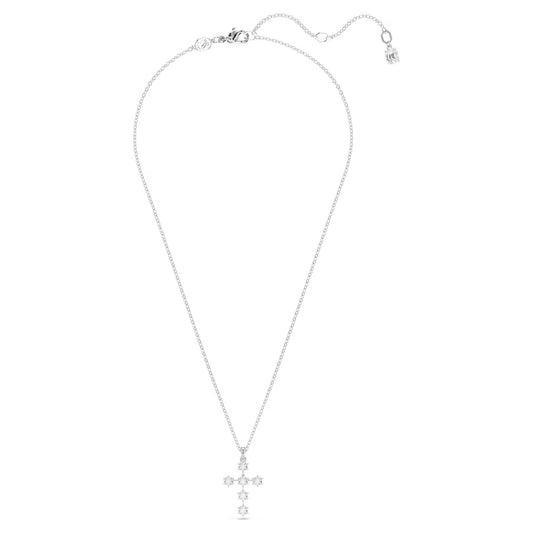 Insigne pendant, Round cut, Cross, White, Rhodium