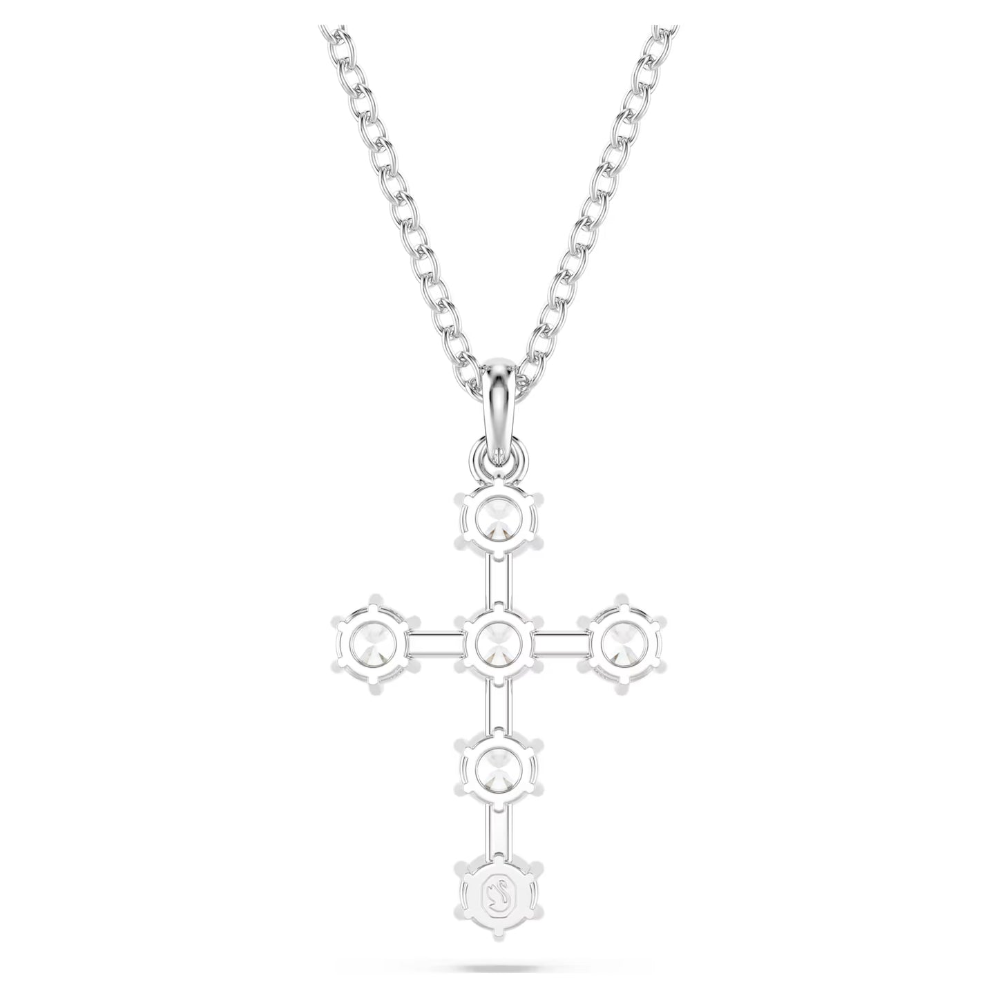 Insigne pendant, Round cut, Cross, White, Rhodium