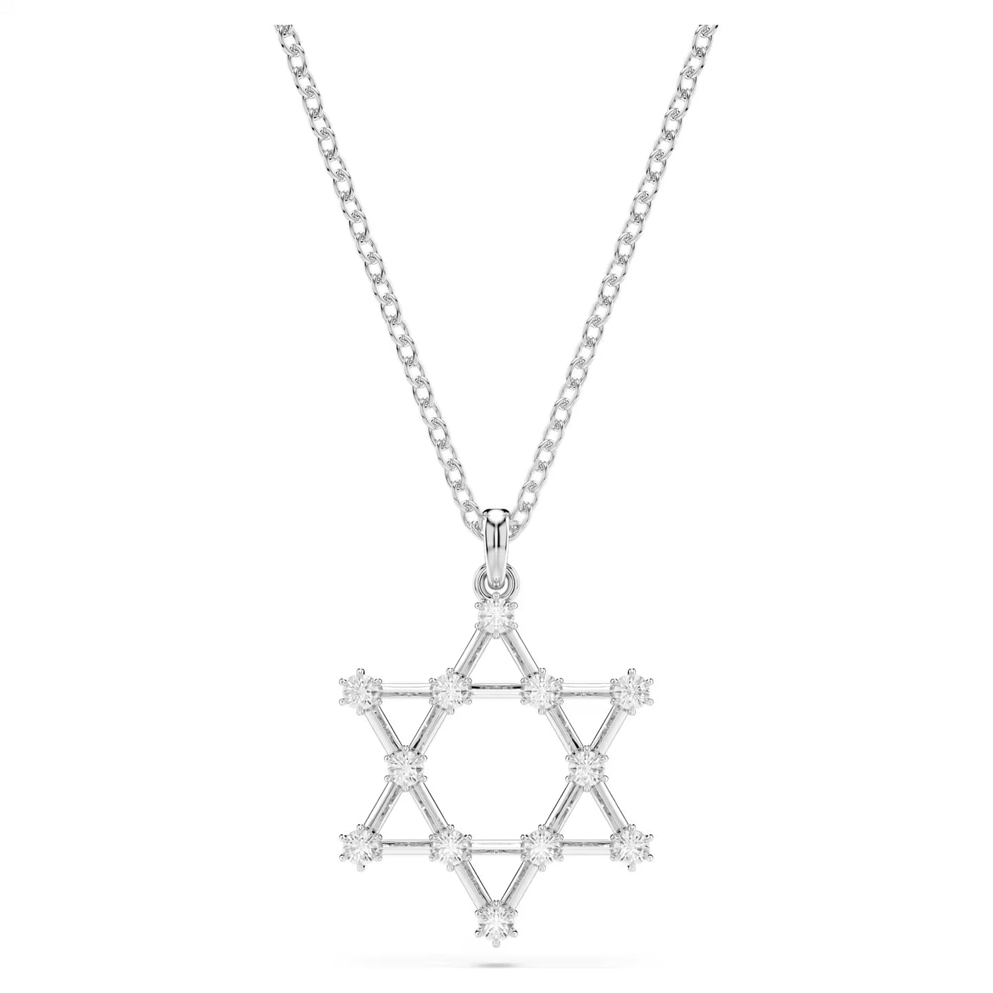 Insigne pendant, Round cut, Star, White, Rhodium