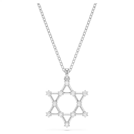 Insigne pendant, Round cut, Star, White, Rhodium