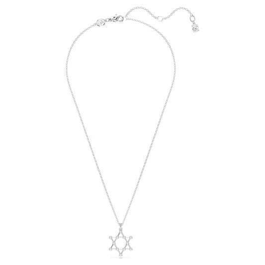 Insigne pendant, Round cut, Star, White, Rhodium