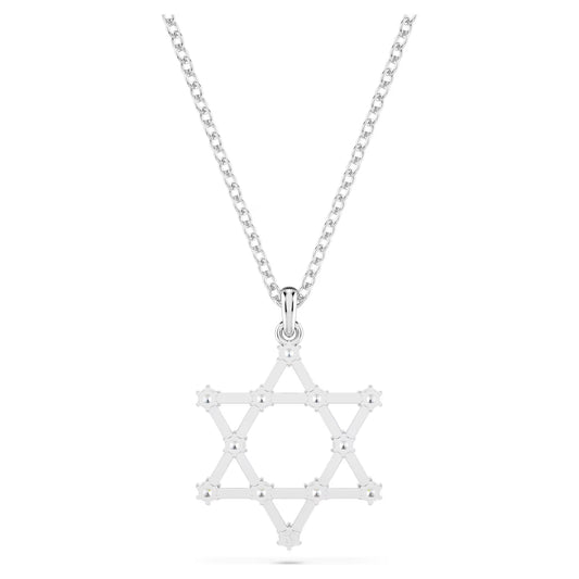 Insigne pendant, Round cut, Star, White, Rhodium
