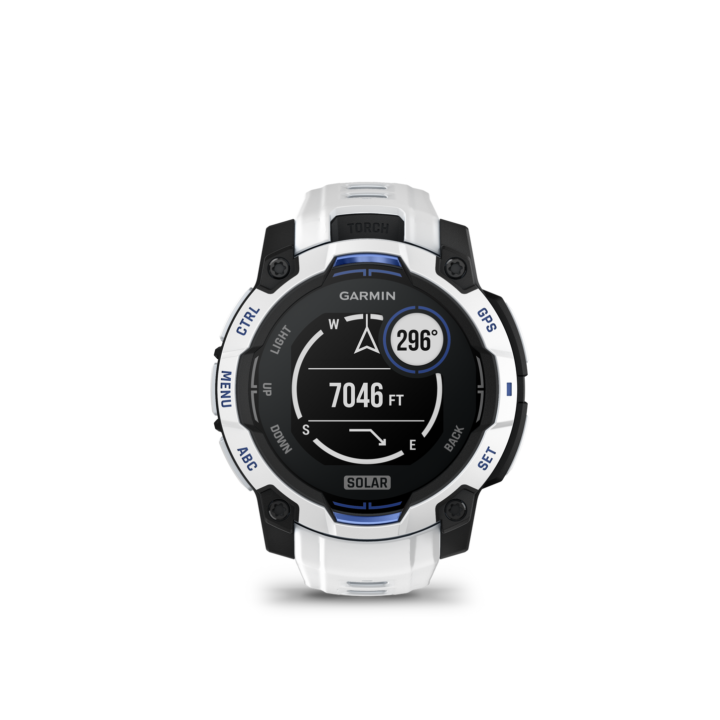 Garmin Instinct 3 45mm Solar Whitestone with Whitestone Bolt Blue Band