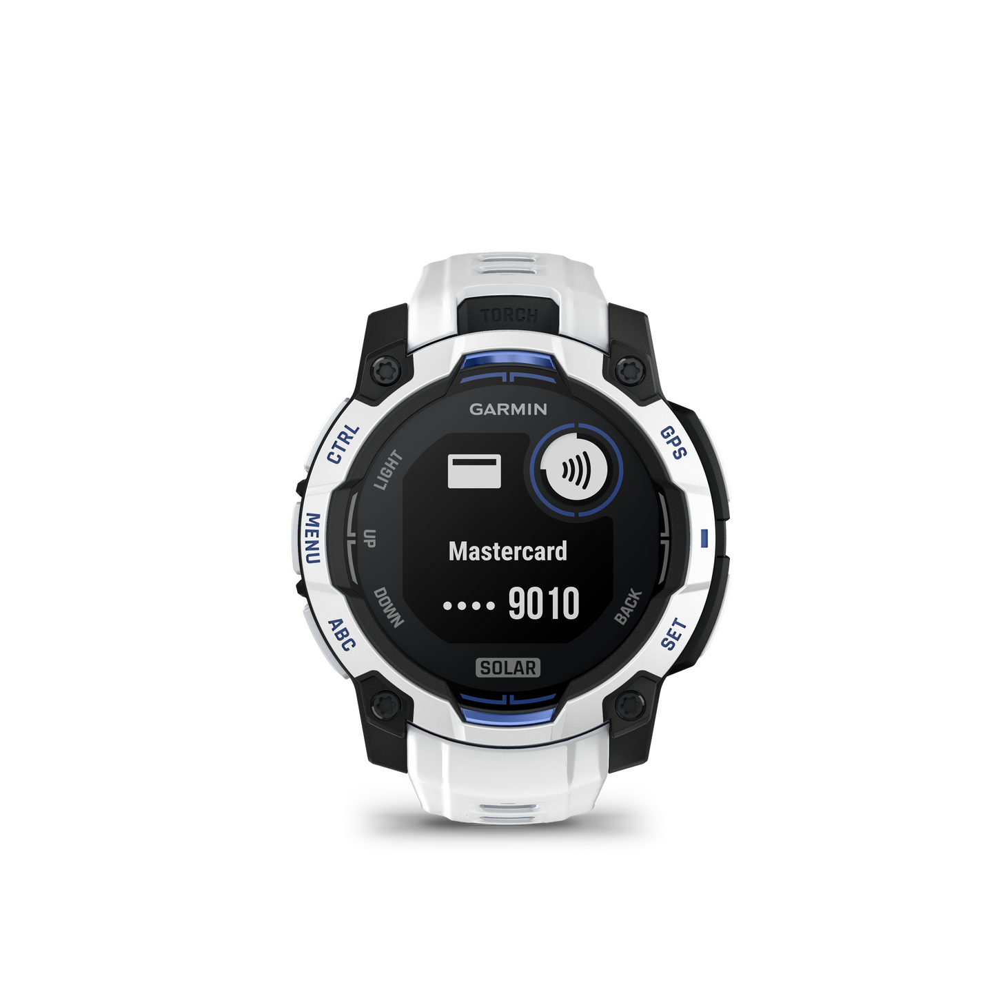 Garmin Instinct 3 45mm Solar Whitestone with Whitestone Bolt Blue Band