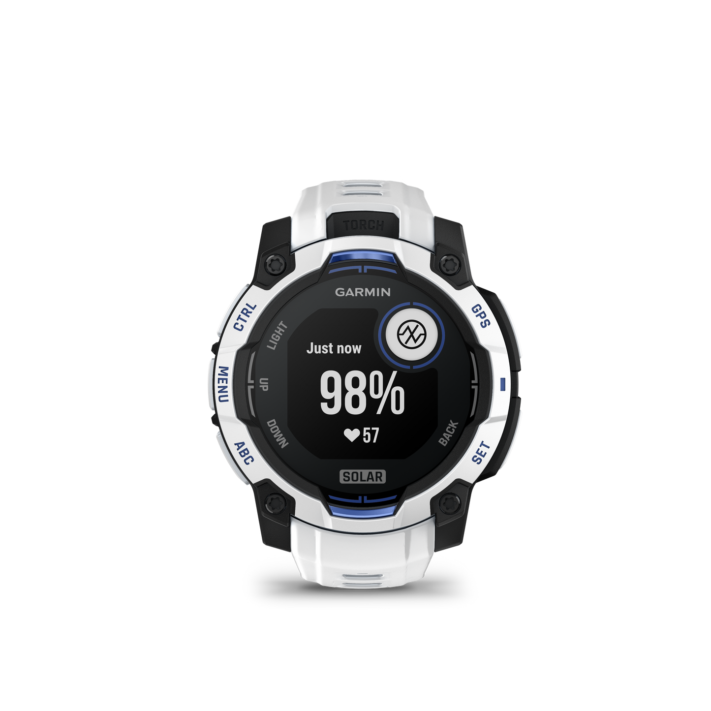 Garmin Instinct 3 45mm Solar Whitestone with Whitestone Bolt Blue Band