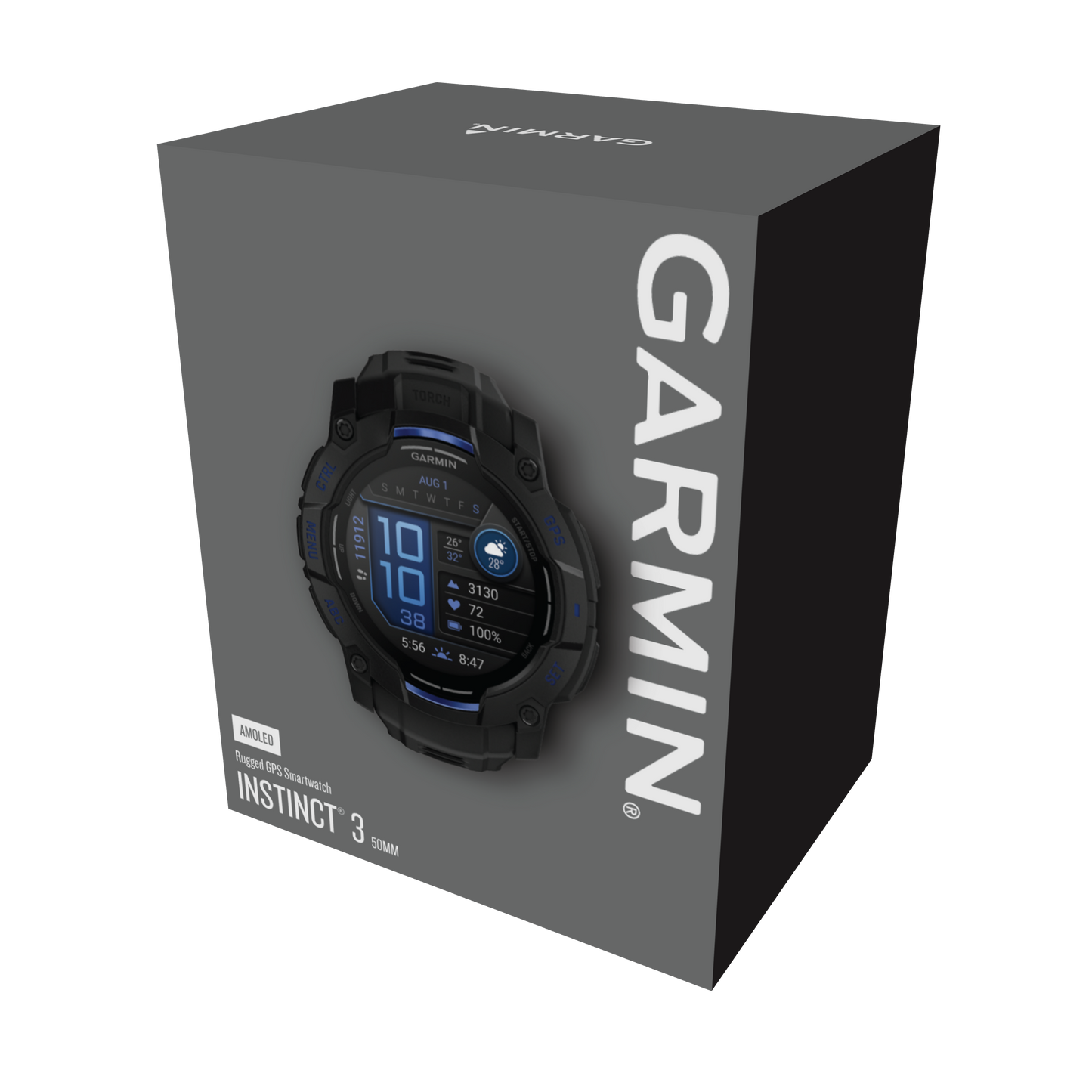 Garmin Instinct 3 50mm AMOLED Black with Black Bolt Blue Band