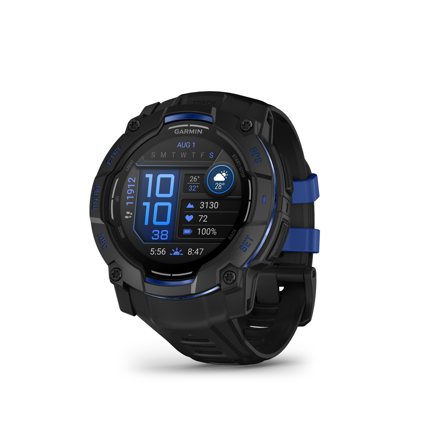 Garmin Instinct 3 50mm AMOLED Black with Black Bolt Blue Band