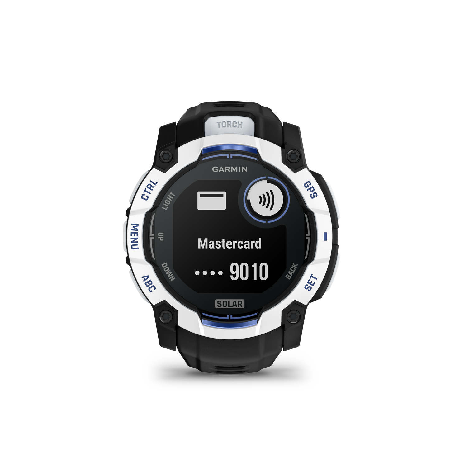 Garmin Instinct 3 50mm Solar Whitestone with Black Bolt Blue Band