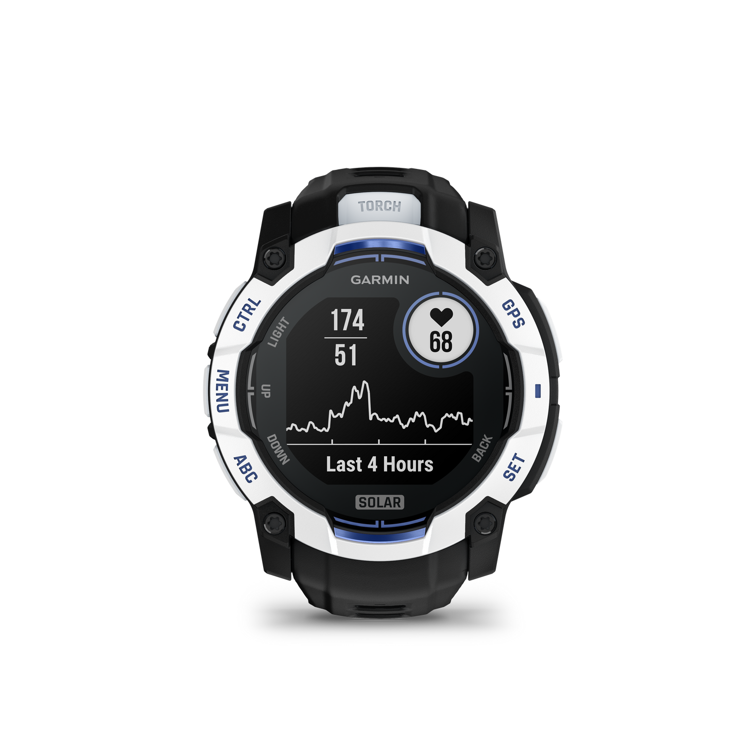 Garmin Instinct 3 50mm Solar Whitestone with Black Bolt Blue Band