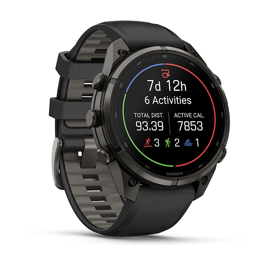 Garmin Fenix 9 Pro 47mm AMOLED Carbon Gray DLC Titanium with Black/Pebble Grey Silicone Band