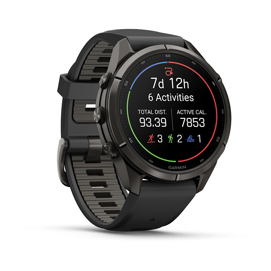 Garmin Fenix 9 Pro 43mm AMOLED inReach Carbon Gray DLC Titanium with Black/Pebble Grey Silicone Band