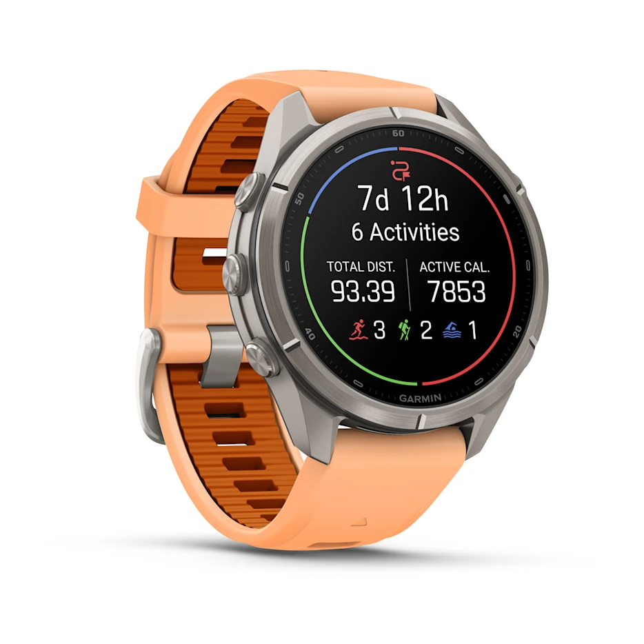 Garmin Fenix 9 Pro 43mm AMOLED inReach Titanium with Shell Pink/Autumn Orange Silicone Band